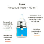 Nerezová dojčenská fľaša Pura - aqua 150 ml – Obrázok 2
