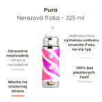 Nerezová fľaša s náustkom Pura - ružovo/biela 325 ml – Obrázok 2