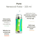 Nerezová fľaša s náustkom Pura - zelená/aqua 325 ml – Obrázok 2