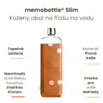 Kožený obal na fľašu na vodu memobottle Slim  - 450 ml – Obrázok 2