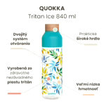 Plastová fľaša QUOKKA Tritan Ice - Watercolor Leaves 840 ml – Obrázok 2