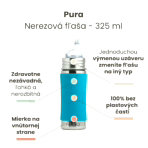 Nerezová fľaša s náustkom Pura - aqua 325 ml – Obrázok 2