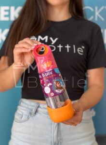 Plastová fľaša na pitie so slamkou b.box - ružová/oranžová 600 ml – Obrázok 7